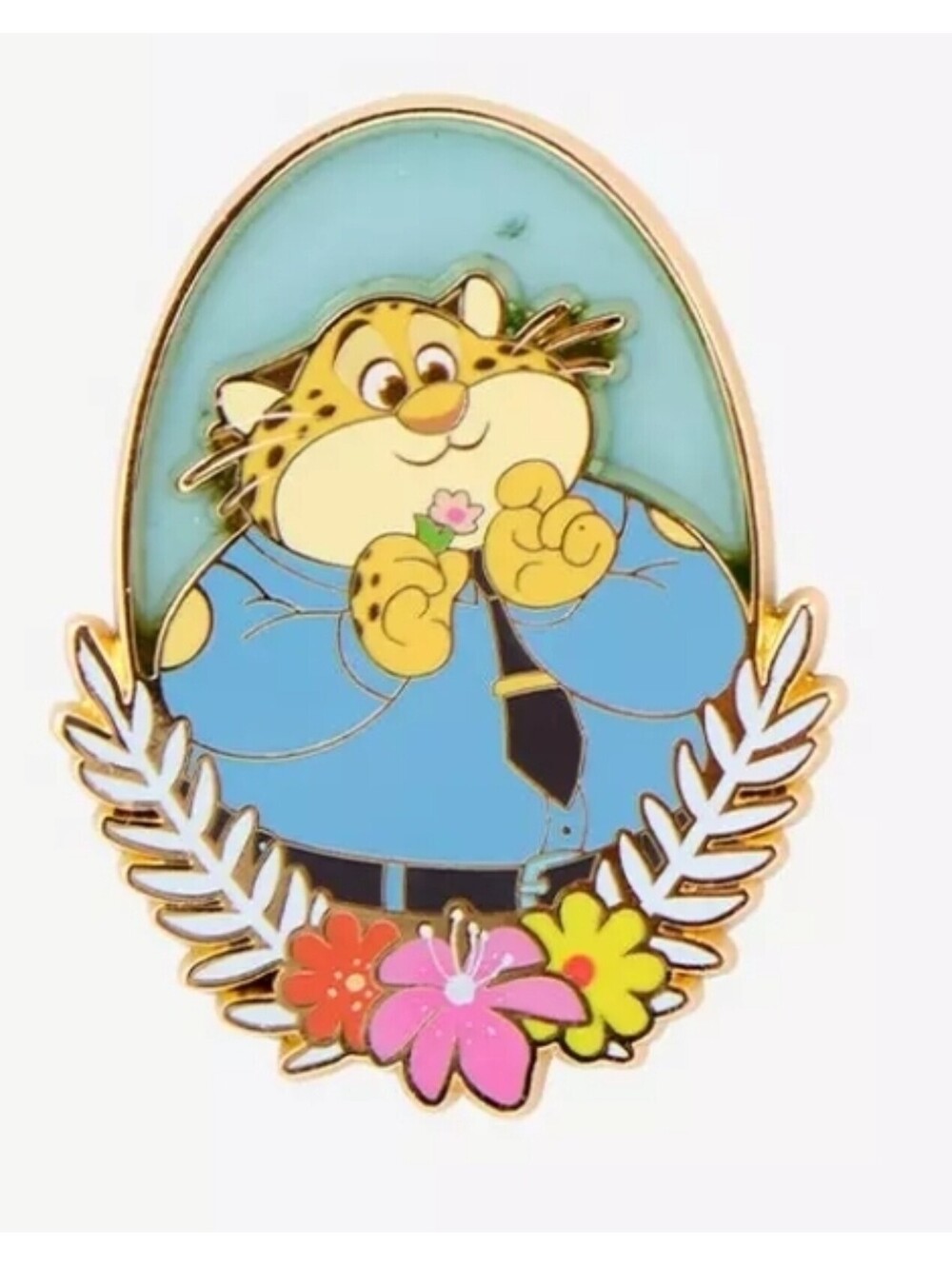 Disney Zootopia Characters Flower Frame Blind Box Enamel Pin — Clawhauser